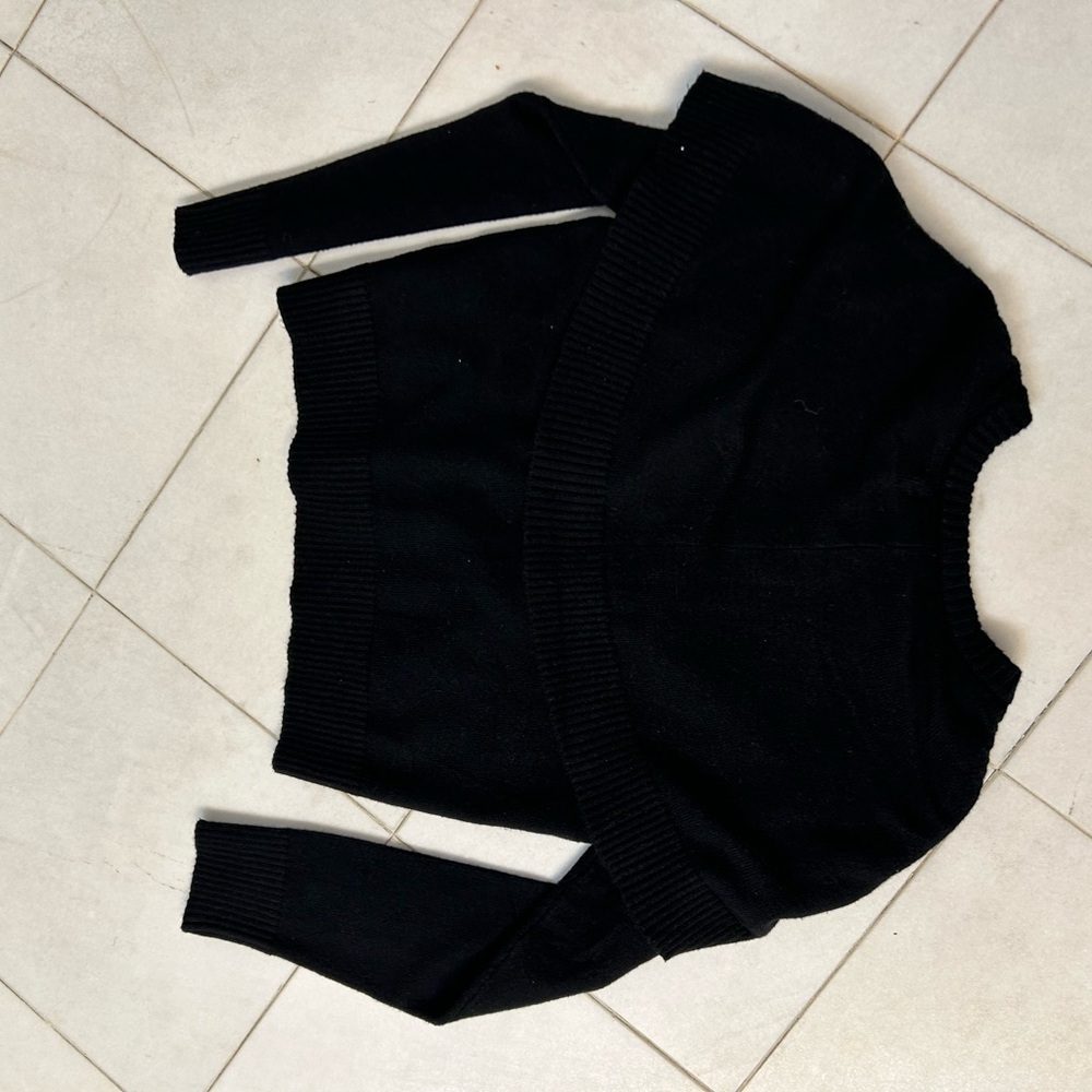 Steve Madden Black Knit Cape Style Cardigan Sweater Minimalist Lagenlook Small - Picture 5 of 15